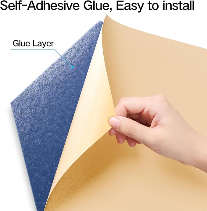 12 Pack Self-Adhesive Acoustic Panels 12" X 10" X 0.4" - Sound Proof Foam Panels with High Density, Y-Lined Design, Flame Resistant, Absorb Noise and Eliminate Echoes(Sky Blue)