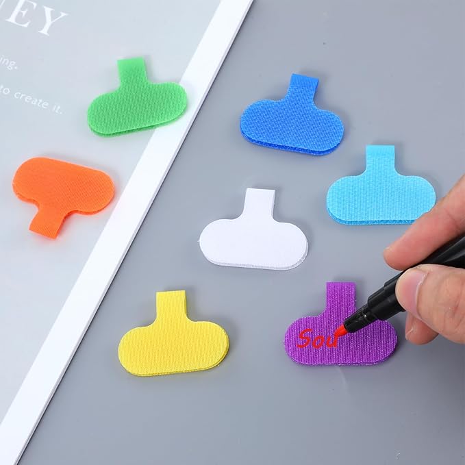40 Pcs Cable Labels Tags Multi Color Durable Cable Labels With Writable Surface, Waterproof Wire Labels For Electronics Organization Multi-Color Write On Cord Label, 2.44" X 1.49" Cord Tags (8 Colors)