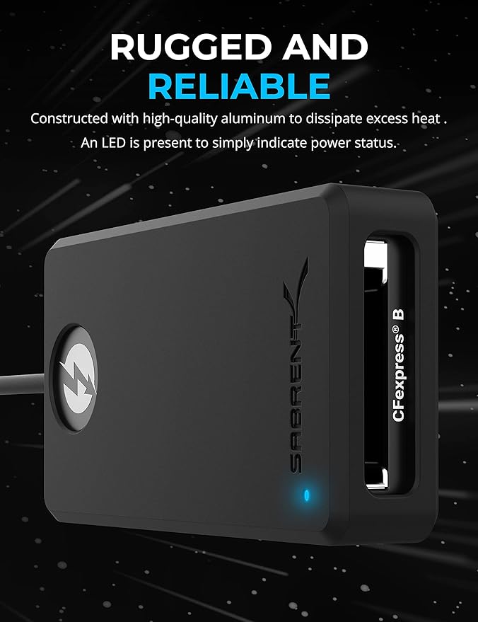 SABRENT Thunderbolt 3 & USB 3 Type C to CFexpress Card Reader (CR-T3CF)