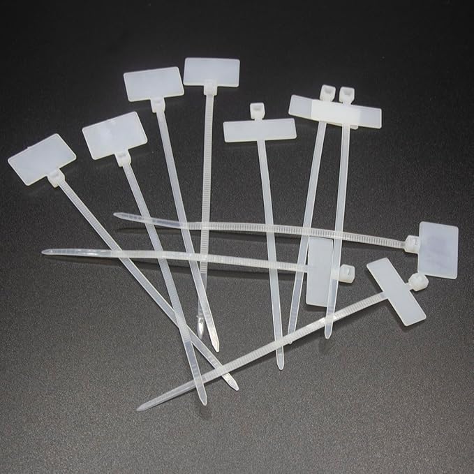 REXUS Plastic Cable Tie With Inner Label 100 Pcs Write on Tags Wire Zip Ties Cable Mark Tags 3 x 100mm Nylon Power Marking Label Binding Strap(CT_PL_LI100)