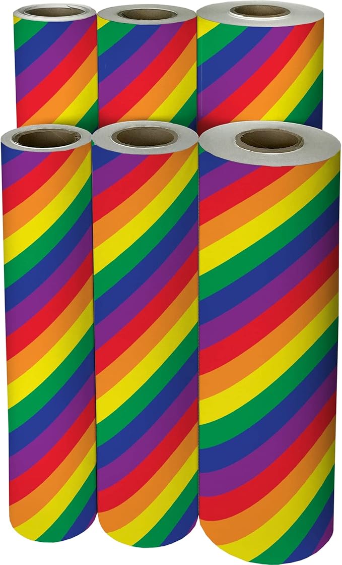 Jillson Roberts Bulk Gift Wrap, Everyday Gift Wrapping Supplies, Rainbow Stripe, 1/4 Ream 208 feet x 30 inches