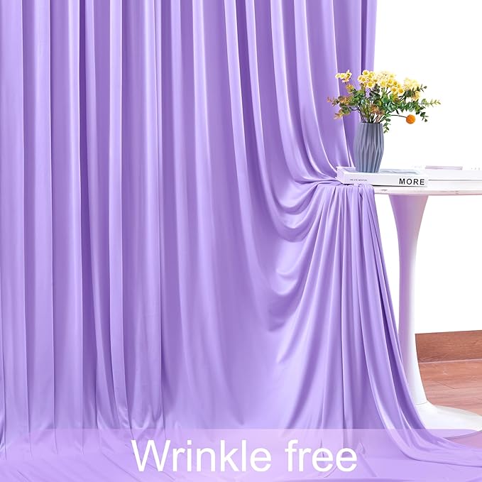 6 Panels Lavender Backdrop Curtain for Parties Wedding Wrinkle Free Light Purple Photo Curtains Backdrop Drapes Fabric Decoration for Baby Shower Photoshoot 30ft(W) x 10ft(H)
