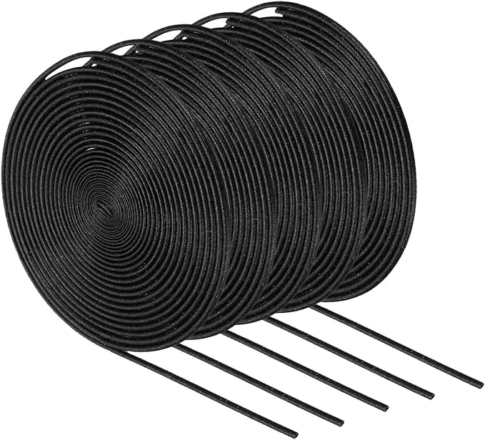 MECCANIXITY 5Pcs Wire Insulation Braid Fire Sleeve,16.4Ft-1.5mm ID Black, High Temp Silicone Coated Fiberglass Sleeving for Automotive Hose Lines Electrical Wiring