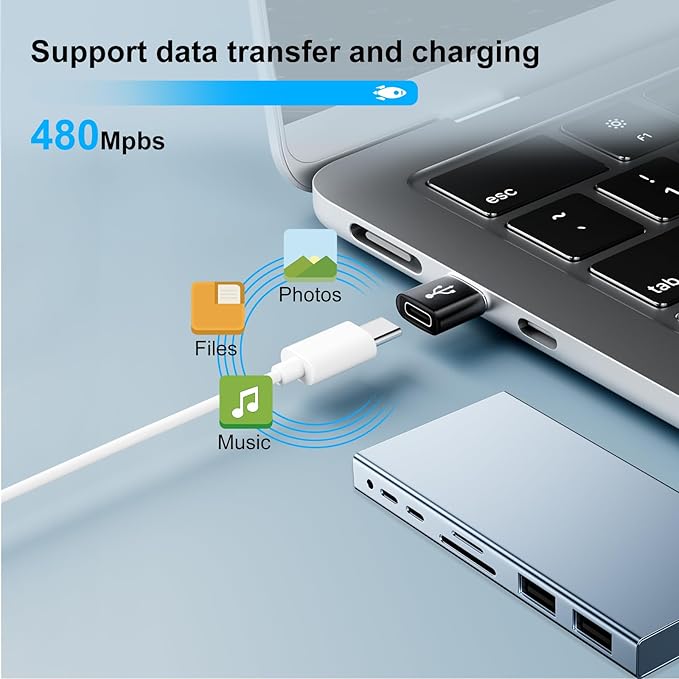 USB to USB C Adapter 8 Pack,USB C Female to USB Male Adapter,USBA to USBC Converter for iPhone 17 16 15 14 13,iPad,Tablet,Samsung Galaxy,Black