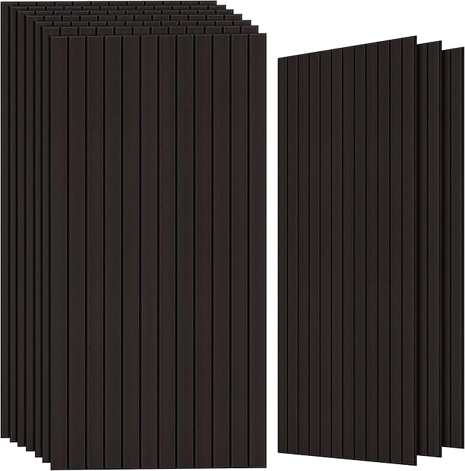 TO-TH Wood-Look Acoustic Wall Panels, 10 Pack 47.2” x 23.6” Acoustic Panels, Decorative Sound Absorbers Sound Dampening Panels for Home, Office, Basement, Ebony