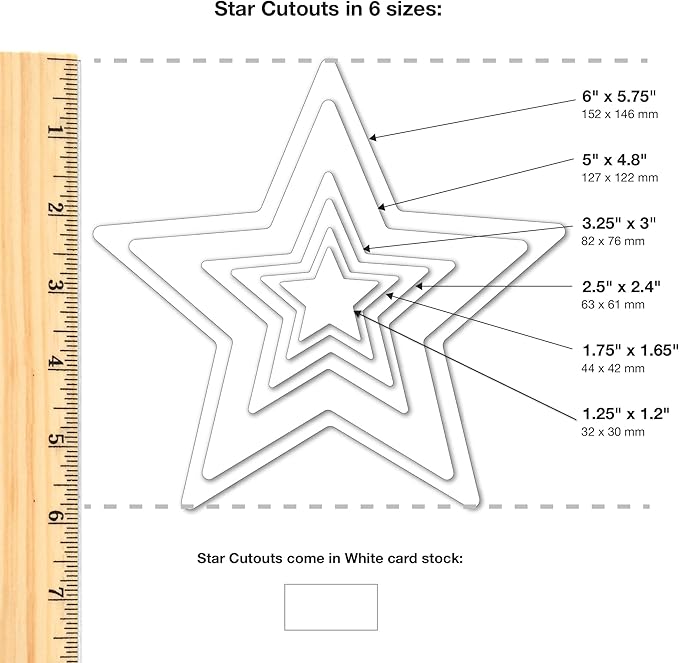240 Pieces Star Cutouts, 2-Sided US Made Card Stock Punch Out White Stars for Bulletin Boards, Classroom Decor, Back to School DIY Craft Projects, Party Decoration, Hollywood Themed Events