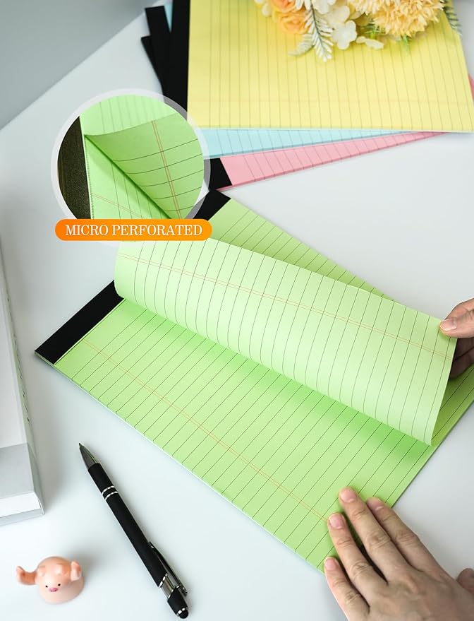 Zaviko 8 Pack Legal Pads 8.5 x 11, Notepads 8.5 x 11, Colored Note Pads 8.5x11 Writing Pads, Colored Legal Pads Wide Ruled, Lined Paper Pads 8.5x11, Double-Sided Pads of Paper, 30 Sheets/Pad