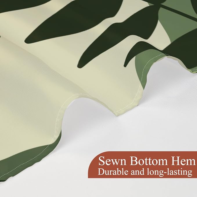 Boho Mid Century Shower Curtain Modern Abstract Sun Tropical Leaves Bathroom Curtain Set Neutral Minimalist Plant Waterproof Fabric Bath Decor with Hooks 72x84 inch