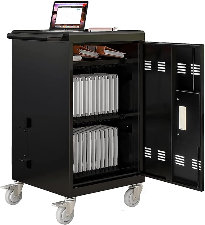 Laptop and Tablet Storage Cart,with Combination Lock Mobile Charging Cabinet for Up to 30 Unit,with Charging Port Screen Size Up to 16.3",Charging Cart for Tablets,Laptops,Suitable for School,Business