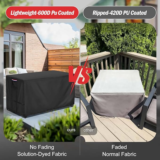 Youlvy Fire Pit Cover Rectangular 44 Inch - Waterproof Outdoor Fire Table Cover Rectangle Heavy Duty, 600D Patio Propane Gas Firepit Cover Rectangular Tear Weather Resistant - 44 x 28 x 25 Inch
