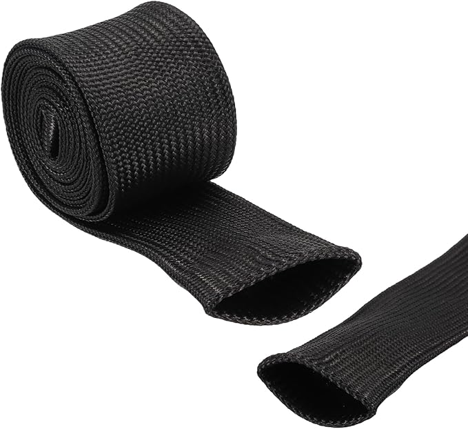 uxcell Insulation Cable Protector,30mm/1.18 Inch-1m/3 Feet High Temp Fiberglass Sleeve Black