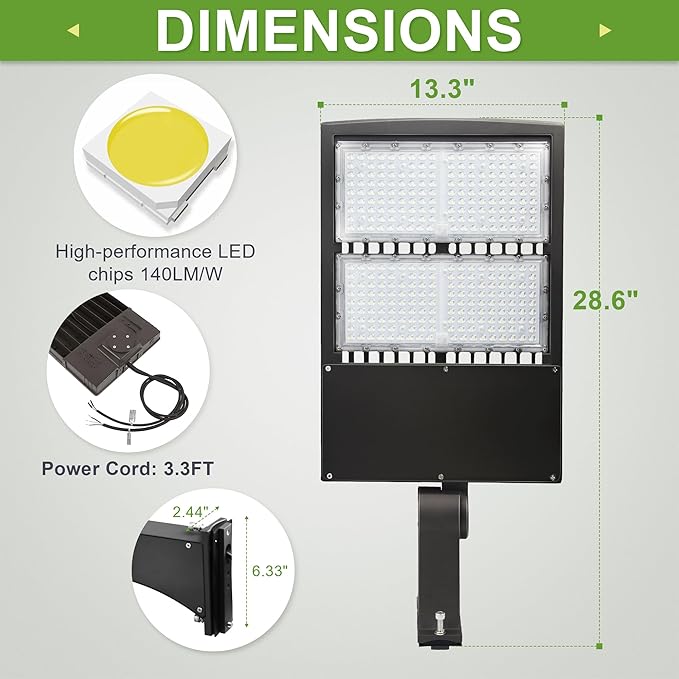 300W LED Parking Lot Lights, 20KV Surge Protection LED Shoebox Lights with Direct Arms Mount, 5000K 1000W MH/HPS Equiv. 40,500-42,000LM, DLC Premium UL cUL AC 100-277V
