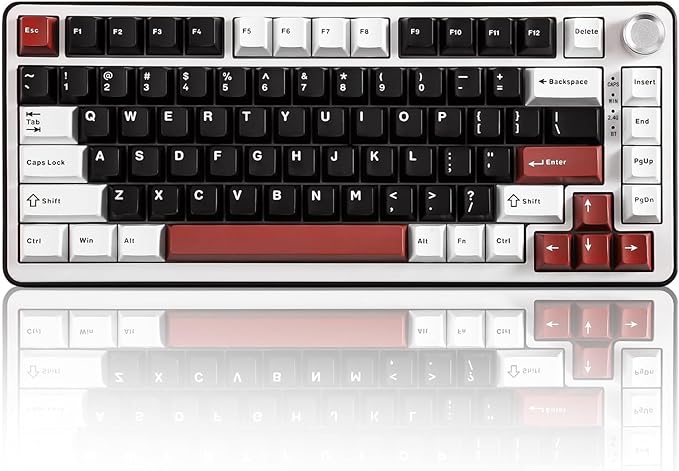 YUNZII B75 PRO Wireless Mechanical Keyboard,75% Layout with Knob,Hot Swap Gasket Custom Structure,Creamy Pre-lubed Switches,RGB Backlit,Bluetooth/Type-C/2.4G for Win/Mac(Milk Switch,Black)