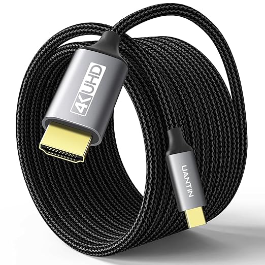 USB C to HDMI Cable 10Ft | 4K High-Speed USB 3.1 Type-C to HDMI Cord [Thunderbolt 3/4/5 Compatible] with MacBook, Galaxy S9 to S24, iPhone 15/16, iPad Pro, iMac, Surface