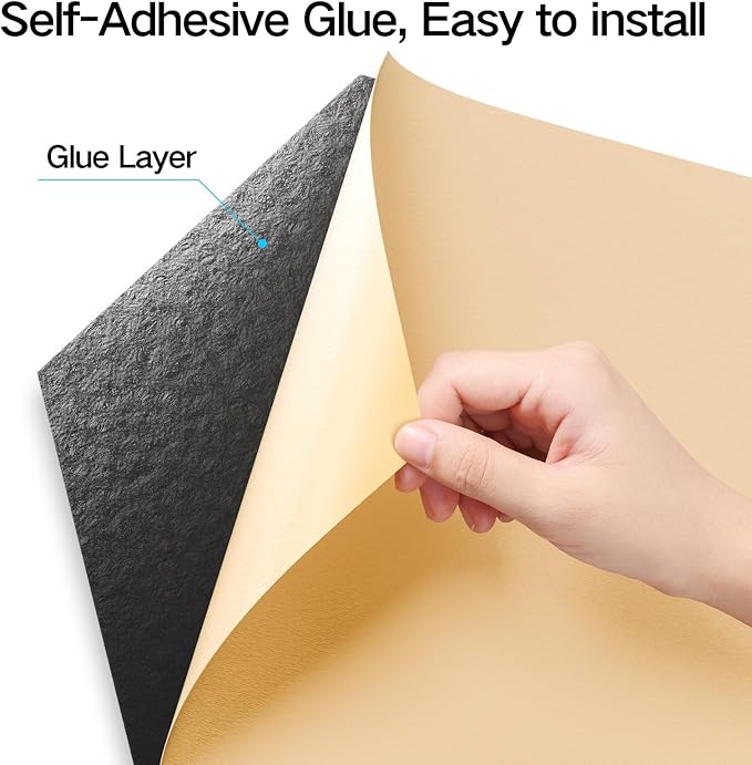 8 Pack Self-Adhesive Acoustic Panels 12" X 10" X 0.4" - Sound Proof Foam Panels for Walls with High Density, Y-Lined Design, Flame Resistant, Absorb Noise and Eliminate Echoes(Black)