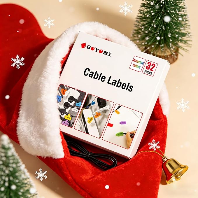32 Pcs Cable Labels, Multi-Color Write On Cord Wire Label, Cable Tags for Electronics, Computers Cable Management and Identification, Assorted Colors, 1.2" x 0.63"