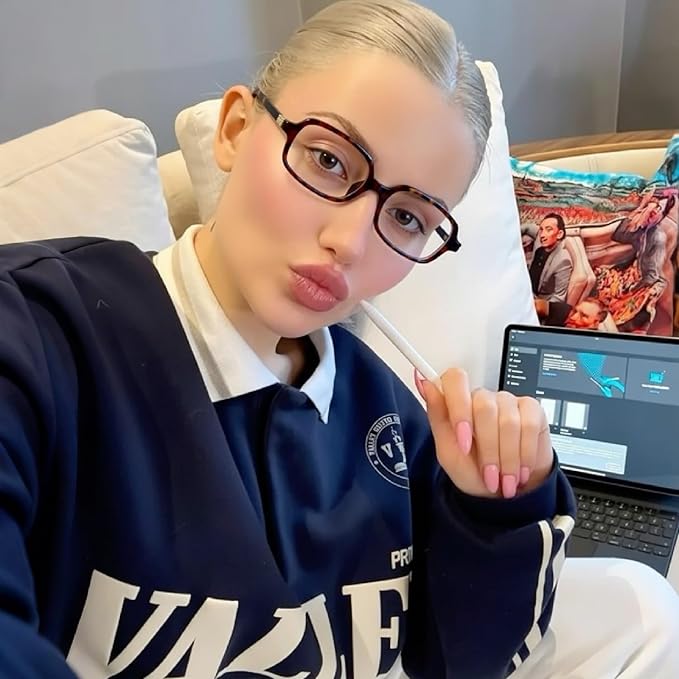 hnbliv Retro Rectangle Blue Light Blocking Glasses for Women 90s Fake Eyeglasses Y2K Fashion Computer Glasses Tortoise Frame