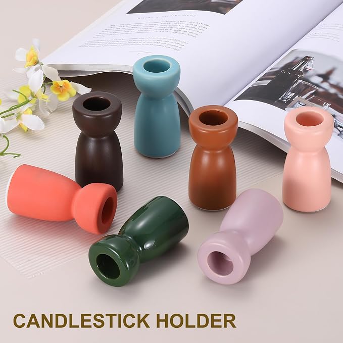 uxcell 2 Pack Candlestick Holder Pink Ceramic Taper Candle Holder Candle Stand Holders Modern Style Decoration for Centerpiece Tabletops Anniversary