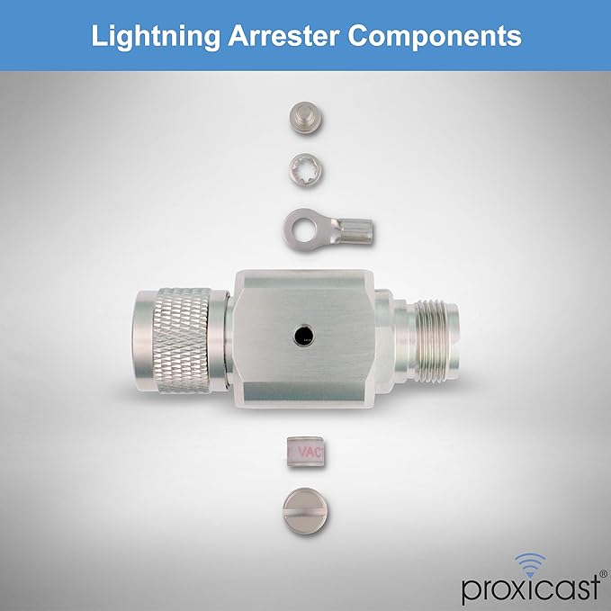 Proxicast Coaxial Lightning Arrester/Suppressor with PL-259 & SO-239 (M/F) Connectors - Pro-Grade Coax Cable Surge Protector for HF, VHF, UHF, CB, Ham, Two-Way Radio and Other Antennas (ANT-234-002)