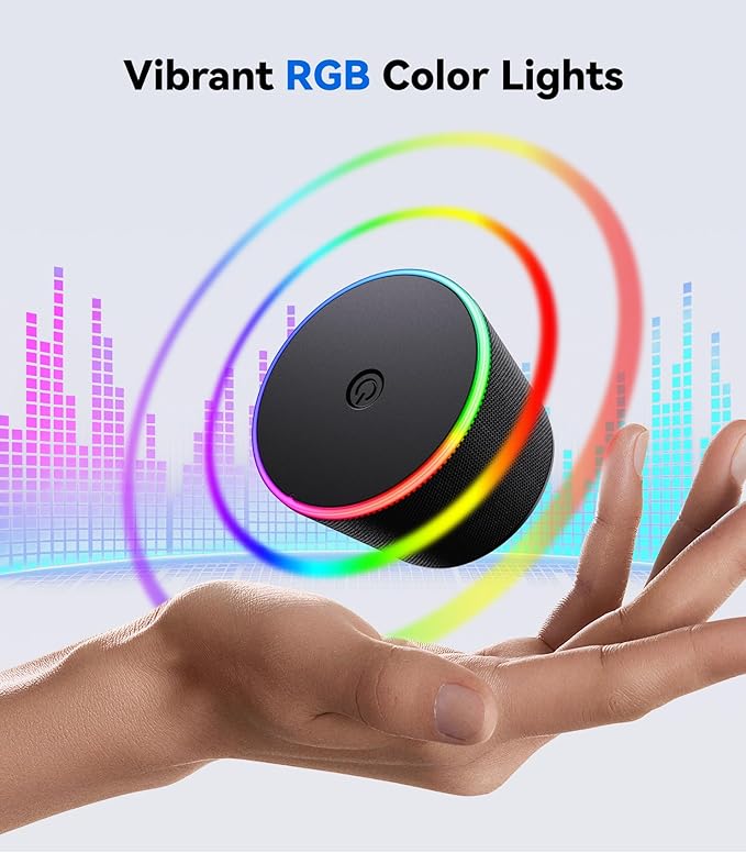 Small Bluetooth Speaker Gifts for Teens: Valentines Gifts for Him Her, 3 IN 1 Portable Magnetic Speaker with 9-Mode Lights, Waterproof Phone Stand for Desk, Cool Birthday Gadget Gifts for Adults