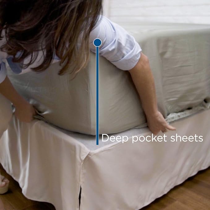 MyPillow Giza Dreams Bed Sheets, 100% Certified Giza Egyptian Cotton, Deep Pocket, Sateen Weave [Twin XL, Light Blue]