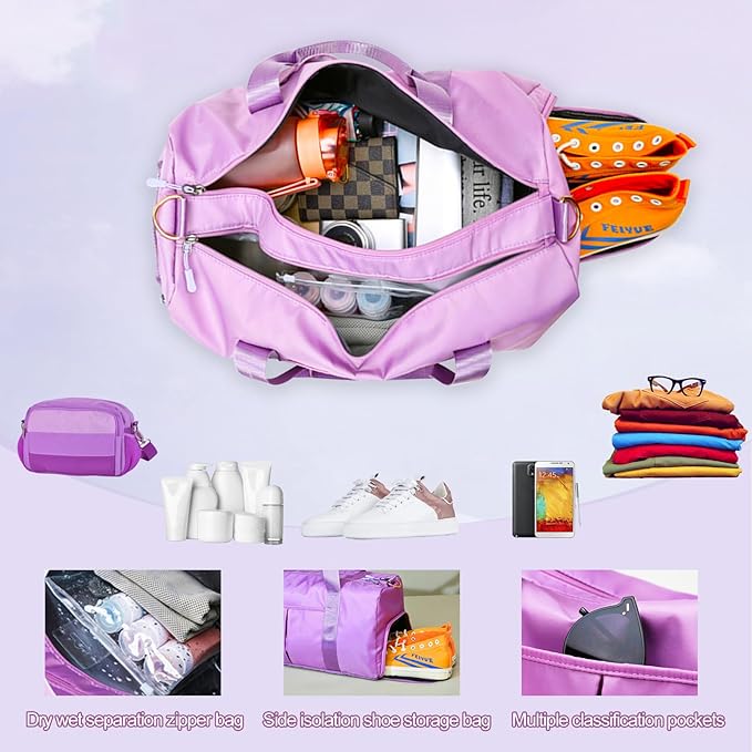 Custom Duffle Bag, Personalized Embroidered Sports Gym Bag for Women/Men, Travel Bag with Double-Sided Customization and Separate Wet and Dry Pockets and Shoe Bags-Wine red