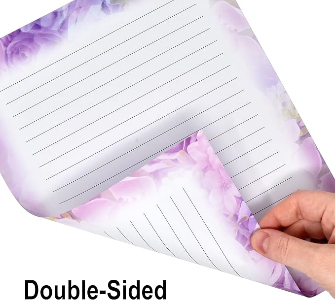 Gift Boutique 120 Pack Floral Lined Stationery Paper Letterhead Sheets, 8.5" X 11", 6 Flower Designs, Double Sided, Writing Printing Crafting Supplies