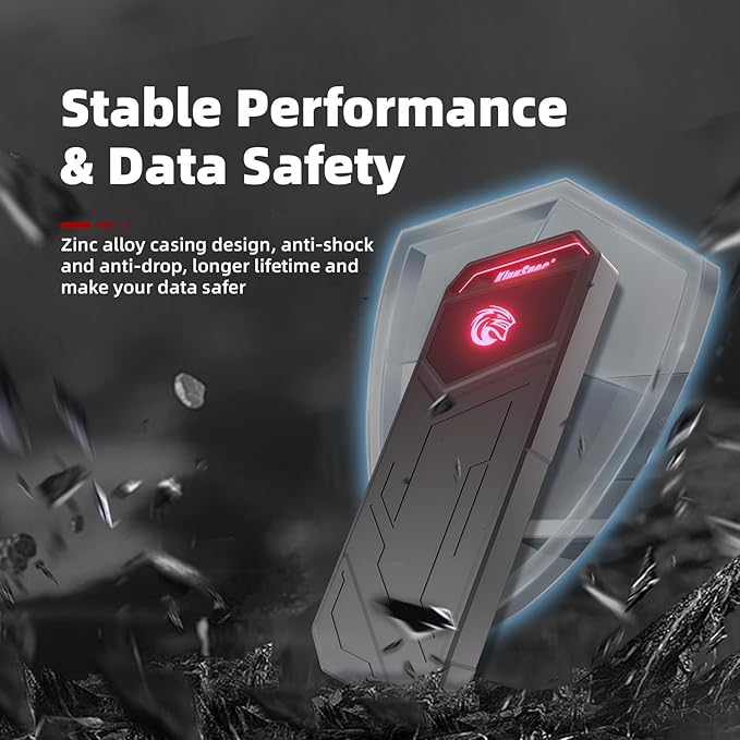 KingSpec Z5 1TB External SSD - 2100MB/s, Portable Solid State Hard Drives with RGB Light, Zinc Alloy Case, USB 3.2 Gen2x2 Interface, Compatible with Mobile Phone/PS4/Laptop/TV/PC (1TB)