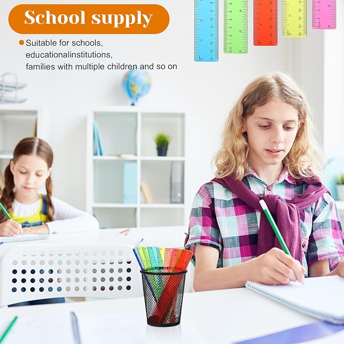 120 Pcs 6 Inch Rulers Bulk Plastic Flexible Small Straight Rulers with Inches and Centimeters First Day of School Gift for Students Back to School Office Supplies(Colorful, Transparent)