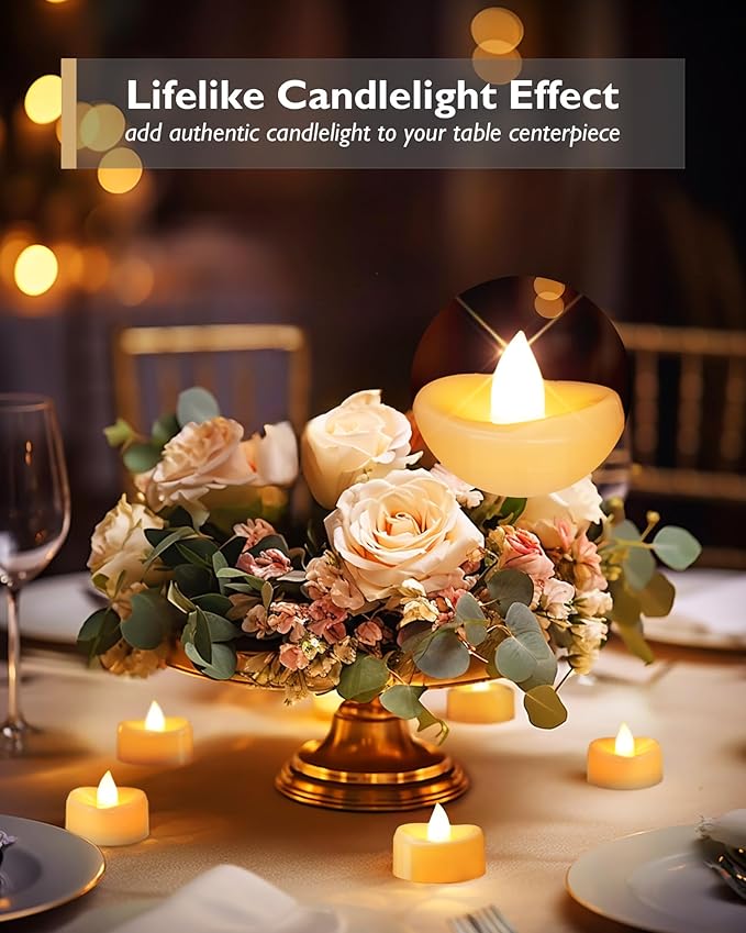 Flameless Candles, 100 Pack LED Tea Lights Candles Battery Operated, Last 200+ Hrs Flickering Tea Lights, Flameless Tealight Candles for Halloween Diwali Fall Christmas Wedding