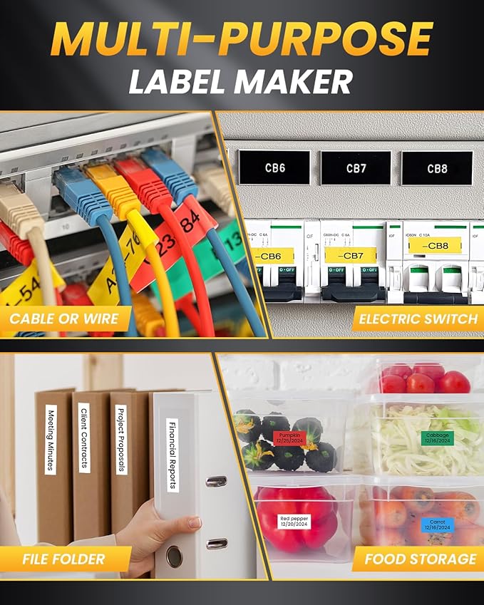 Vixic Industrial Label Maker, Heat Shrink-Labels Maker Waterproof-Labels for Cable Wire Network Office Labeling, E1000 Label Maker Machine with-Tape Electrician Label Makers Handheld Label Machine