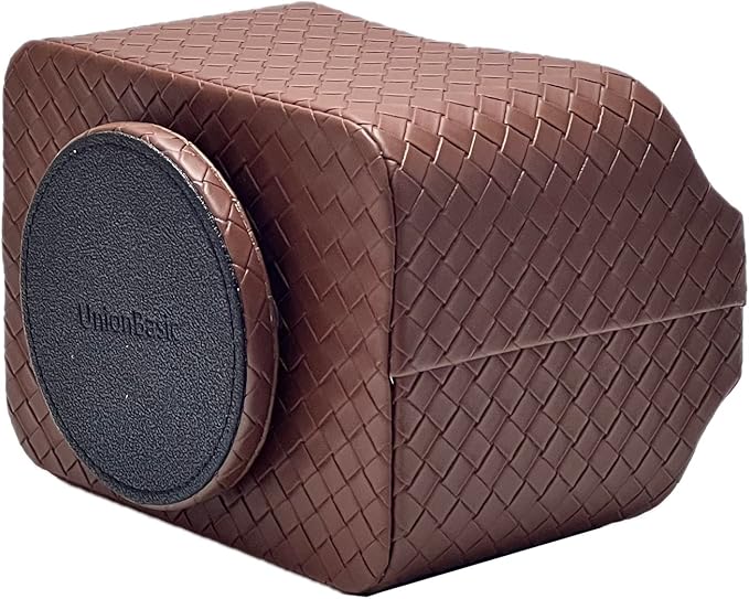 UnionBasic Rotating Desk Organizer, 360 Degree Desk Spinning Caddy, Desktop TV Guide/Mail/Media/Remote Controller Holder Organizer, Woven Coffee