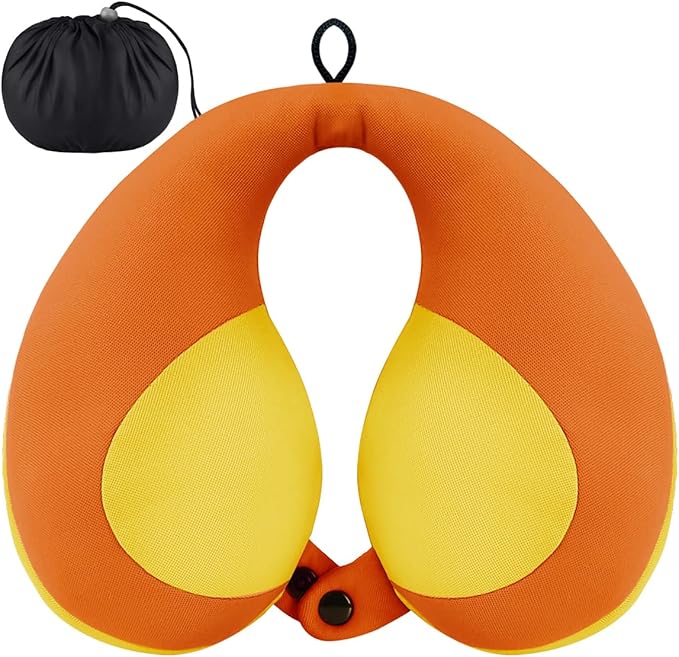 INFANZIA Kids Chin Supporting Travel Neck Pillow, Helps Support Head and Neck, Comfortably Designed for Head, Neck, and Chin Support - Gifts for Toddler/Child/Kids, Orange