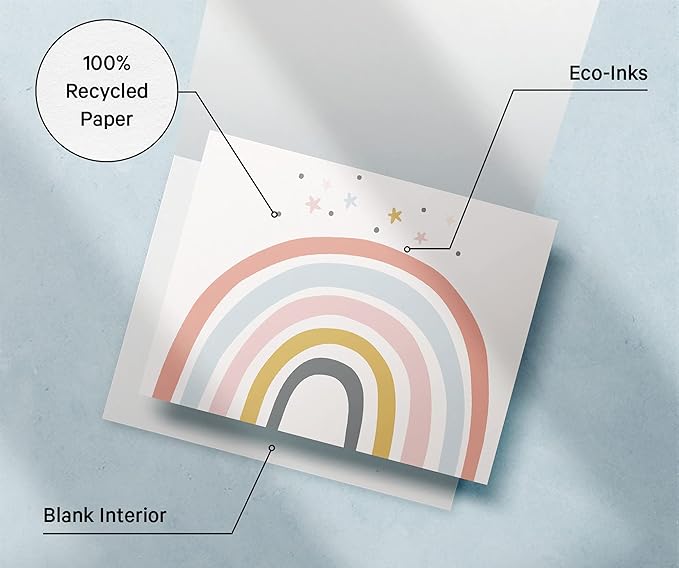 Twigs Paper - 12 Vibrant Rainbow Blank Greeting Cards with Envelopes - 4 Different Design Cute Stationery Set for All Occasions - Assorted Rainbow Bulk Set - Made in USA (5.5 x 4.25, Set of 12)