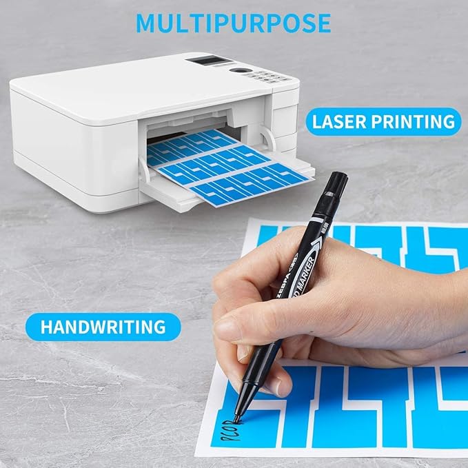 Hybsk 300 PCS Cable Labels Waterproof Wire Tags Write on Stickers Tear Resistant Flexible Works Cord Identification Labels A4 Sheet for Laser Printer 10 Sheet (10 Colors)