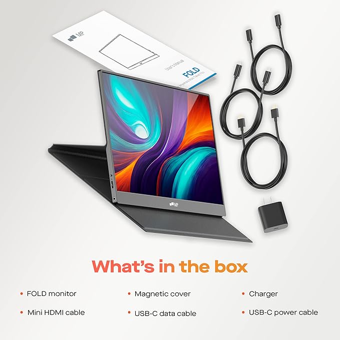 Mobile Pixels New Fold Portable Monitor 15.6'' FHD 1080p Travel Monitor for Laptop,Plug and Play,Laptop Screen Extender Monitors Compatible with macOS/Windows/Android/Switch(Protective Cover Included)