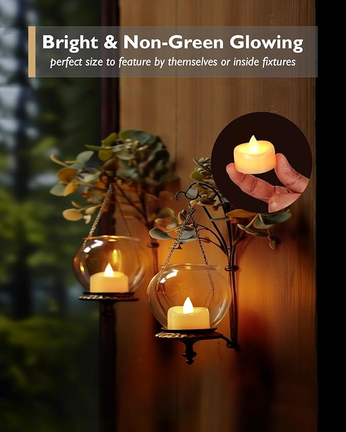 Flameless Candles, 24 Pack LED Tea Lights Candles Battery Operated, Last 200+ Hrs Flickering Tea Lights, Flameless Tealight Candles for Halloween Diwali Fall Christmas Wedding