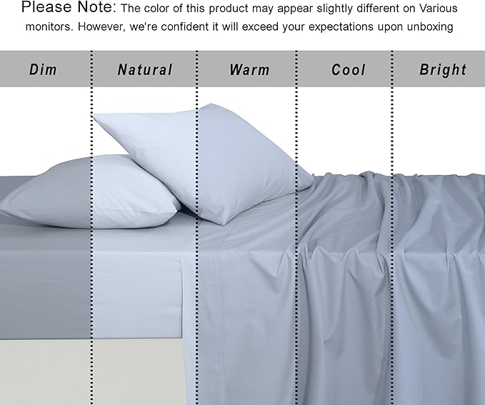 RUVANTI 100% Organic Cotton Sheets Full Size, Percale Weave, GOTS Certified, 4-Piece Set, Deep Pocket 15", Crisp & Breathable, Soft Durable Bedding, Sábanas Algodón Orgánico – Arctic Ice