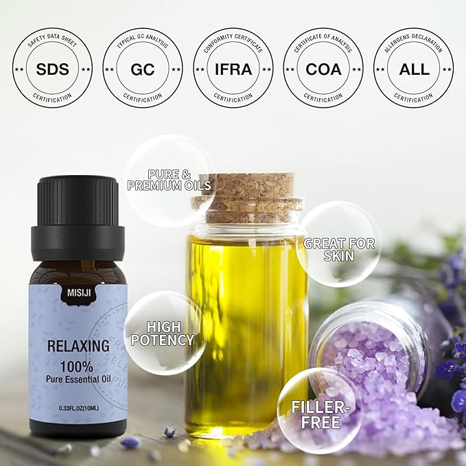 MISIJI Well-Being Essential Oils Set-Essential Oils for Diffuser for Home,Essential Oils Diffuser Scents for Skin,Aromatherapy,Laundry,Candle&Soap Making,Humidifiers 6 X 10ML