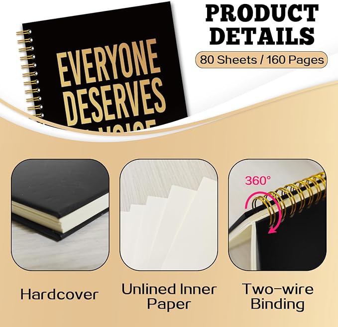 YAZMEEN Speech Therapy Black Gold Spiral Notebook（160 Pages） Everyone Deserves A Voice Blank Hardcover Notebook SLP Gift Funny Notebook Gift for Speech Therapist Speech Language Pathologist Assistant