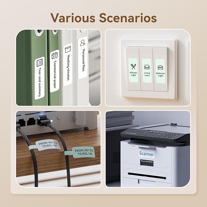 NIIMBOT B18/N1 Thermal Transfer Labels 0.55" x 3.35" (14x85mm), Only for B18/N1 Label Maker, PET Material, Waterproof and High-Temperature Resistance, Long Storage Time,White