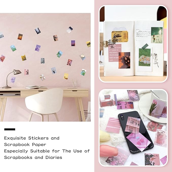450 Pieces Washi Sticker Set, 9 Set Scrapbooking Diary Planner Album Diary Notebook, Scrapbooking Sticker Journaling Supplies for DIY Arts and Crafts Card Making Laptop Decoration