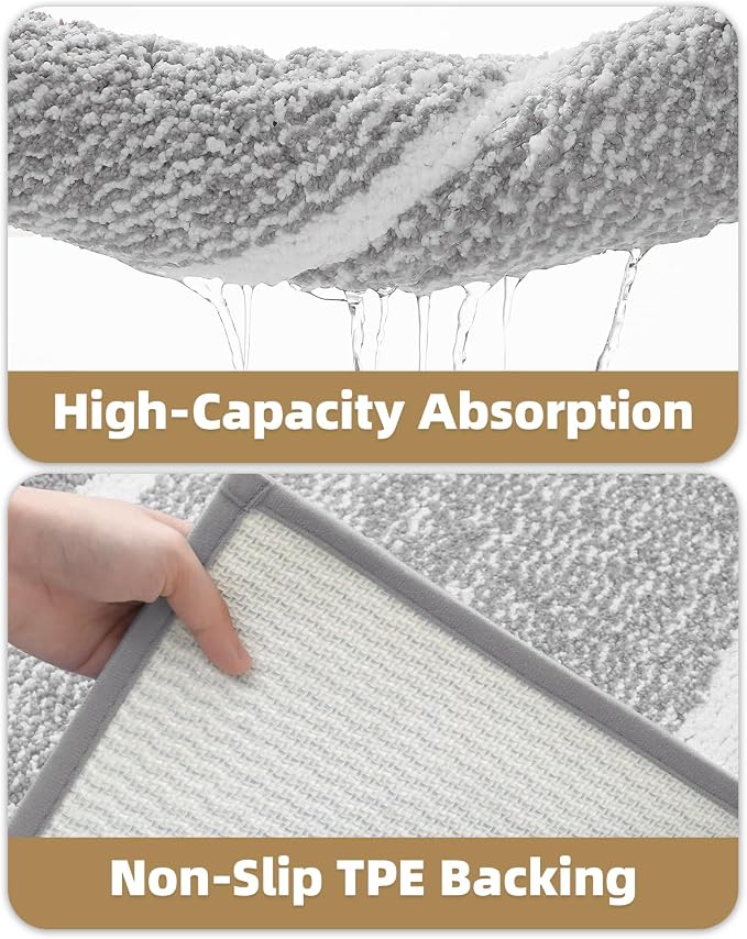 Color&Geometry Simple and Stylish Large Bath Mats for Bathroom Non Slip, 20"x32" Light Grey Bathroom Rugs, Absorbent, Soft, Washable, Microfiber Shower Mat