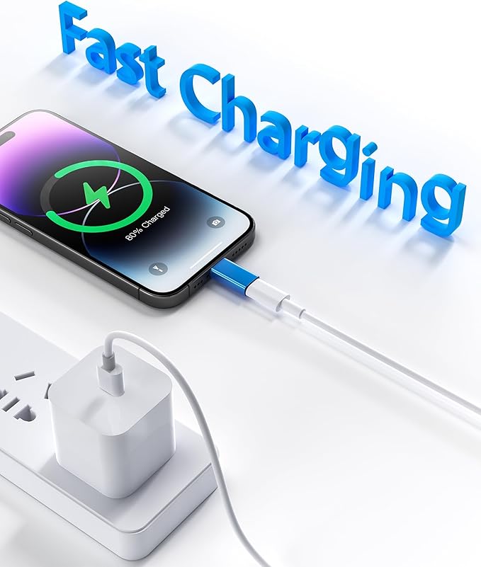 MFi Certified USB C to Lightning Adapter 4-Pack, 27W Fast Charging & Data Sync, Lightning to USB Type C Cable Adapter Compatible with iPhone 14/13/12/Pro/Max, iPad, AirPods, with Anti-Loss Lanyard