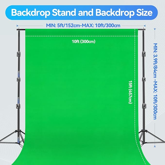 EMART 10X10 FT Green Screen Backdrop Kit, Photography Umbrella with 5500K Bulbs, 10X15 FT Green Backdrop with Spring Clamps, Professional Photography Lighting kit for Studio, Portrait, Video Shooting