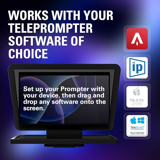 Elgato Prompter XL – Full-Sized Teleprompter with Removable Display, Video Conferencing Monitor, for DSLR Mirrorless & Studio Cameras, Single-Cable Setup – USB-C 3.2 for PC & Mac