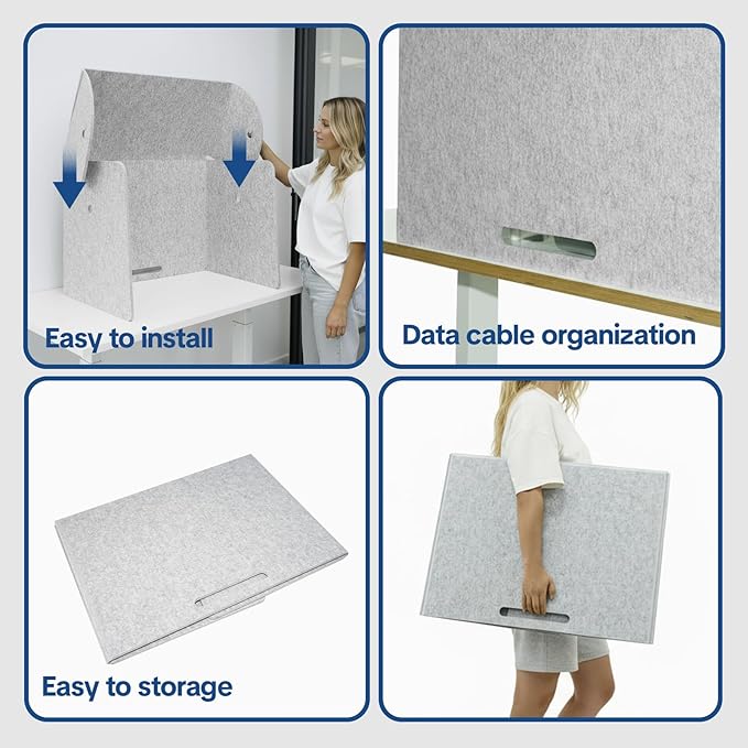 Desktop Partition Divider - Foldable Acoustic Privacy Screen Sound Absorbing Panel for Office & Home, Desk Shade for Cubicle to Block Light, 32.3" W x 19.7" D x 23.2" H