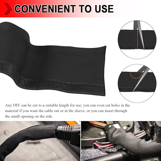 4 PCS Trolling Motor Cable Organizer Sleeve, 60" L Neoprene Troll Sleeve Trolling Motor Wire Cover, Cable Management Sleeve Wrap for Cover Wire and Extension Cords