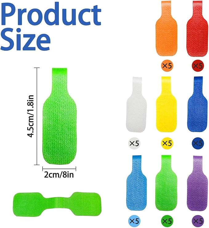 40 Pcs Cable Labels, Write On Cord Labels Tags for Electronics,Cable and Wire Tags,Reusable Large Size Plastic Velcro Label for Charging Cords Management and Identification (8 Colors)