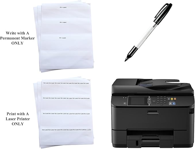 Mr-Label Self-Laminating Wrap Around Cable Labels – Letter Sheet Laser Printer Only – for Wire Marking Identification (25 Sheets (800 Labels), Blue)